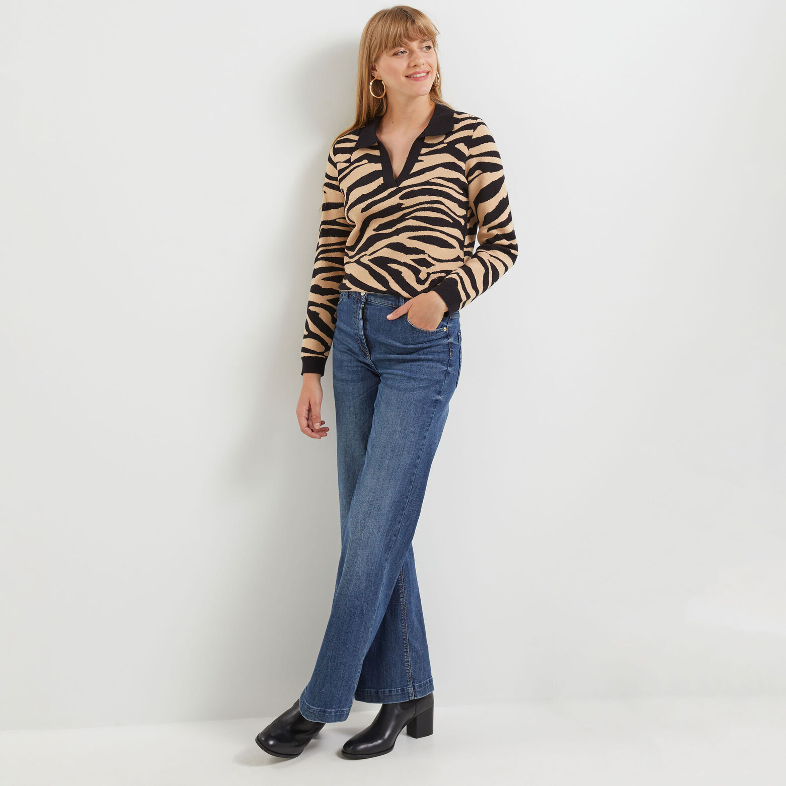 Pull col polo femme