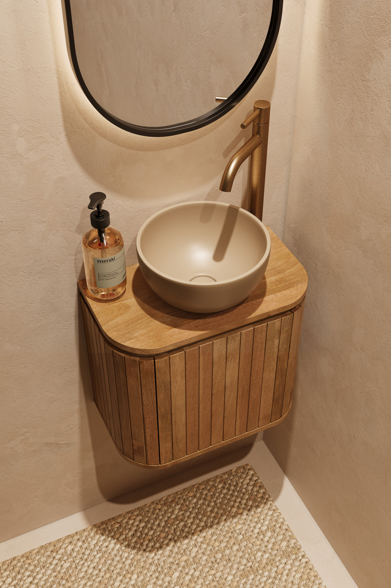 Livli Estrela toiletmeubel links 40cm ribbelfront met waskom in taupe