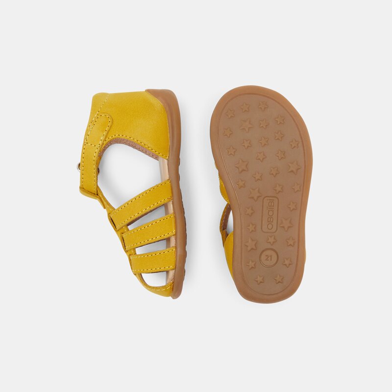 Sandales premiers pas tout cuir jaunes bébé garçon Jaune