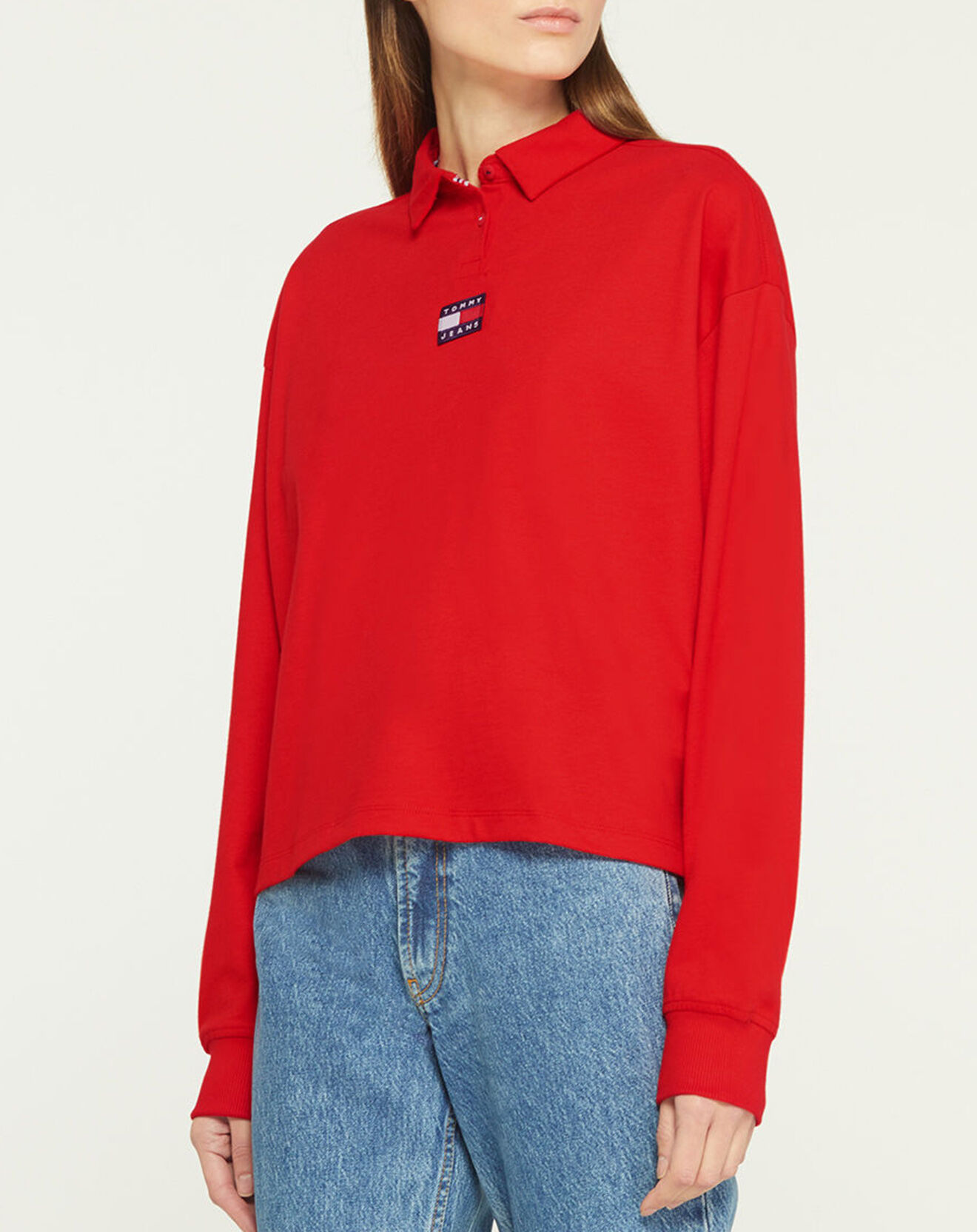 Tommy Jeans Polo Regular 100% Coton Bio Badge rouge