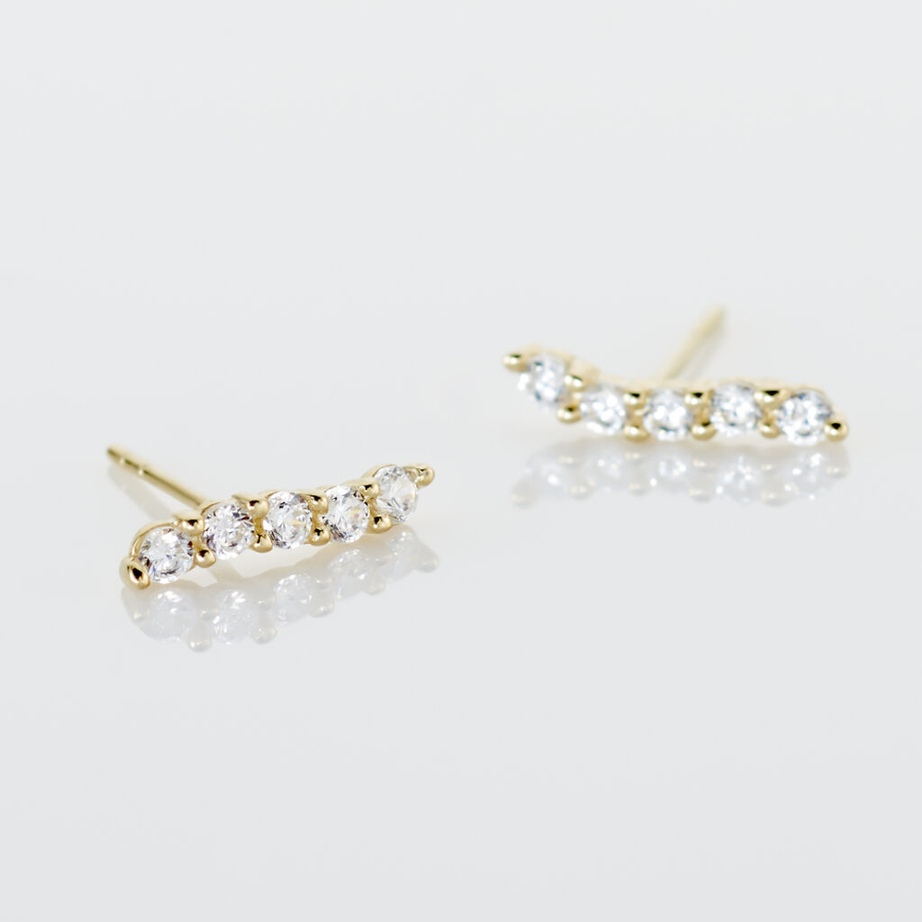 Boucles D'oreilles Pendantes Dahina Or Jaune Oxyde De Zirconium