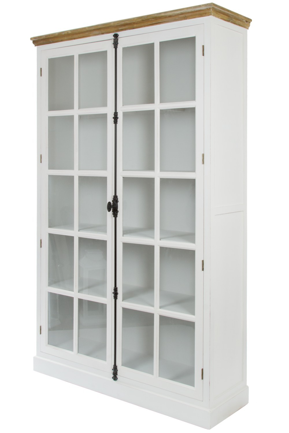 Vitrine FLORENCE - antik weiß - 2 Glastüren - 222 cm hoch