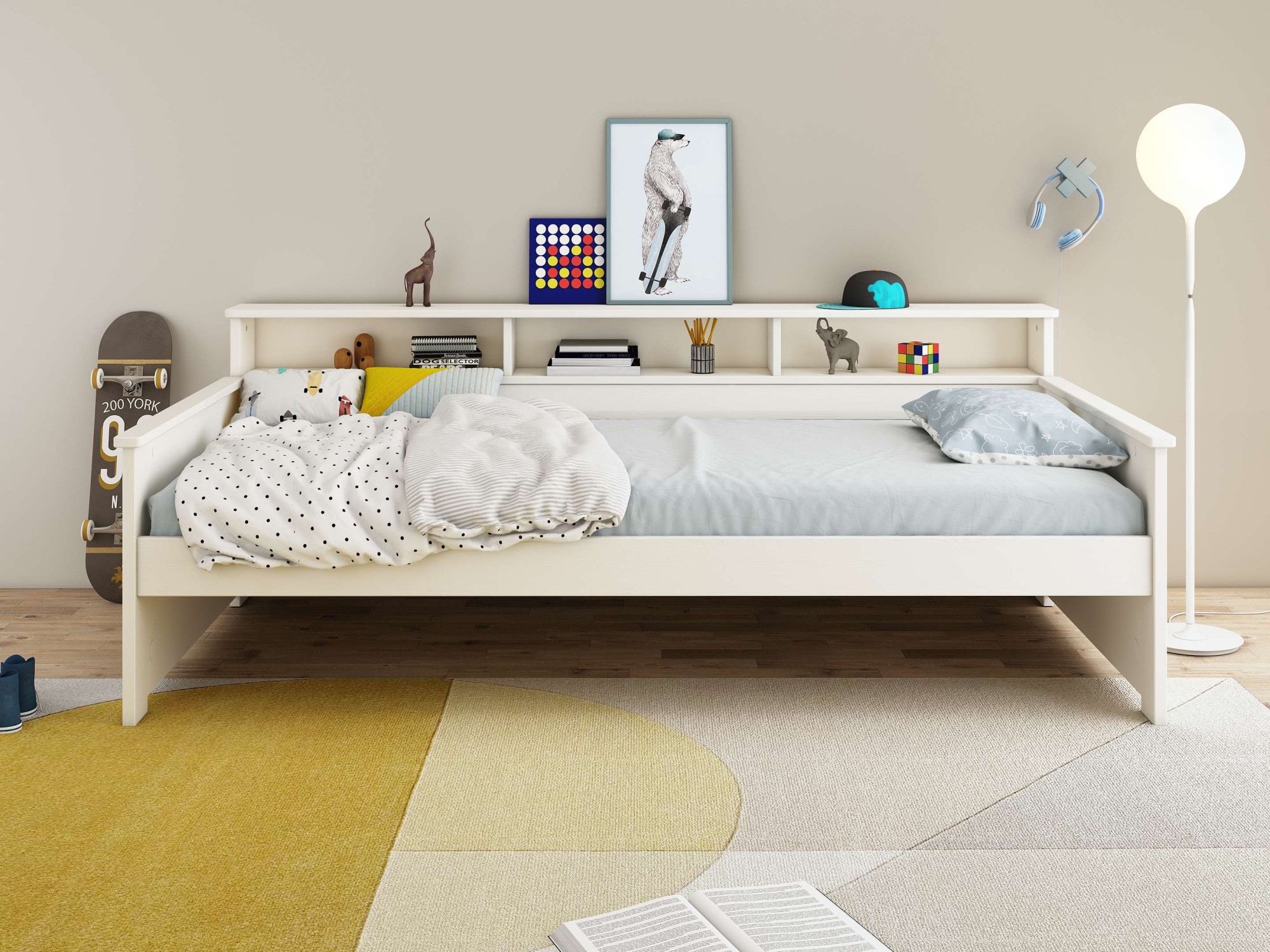 Home affaire Jugendbett »KERO, Daybed, Stauraumbett, platzsparend, Stauraum, 90x200cm« zertifiziertes Massivholz, mit Ablagefächern, Schublade optional
