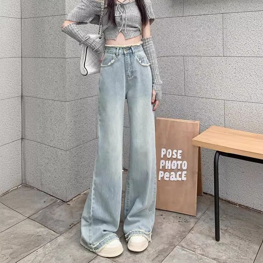 Coline - High Rise Washed Wide Leg Jeans