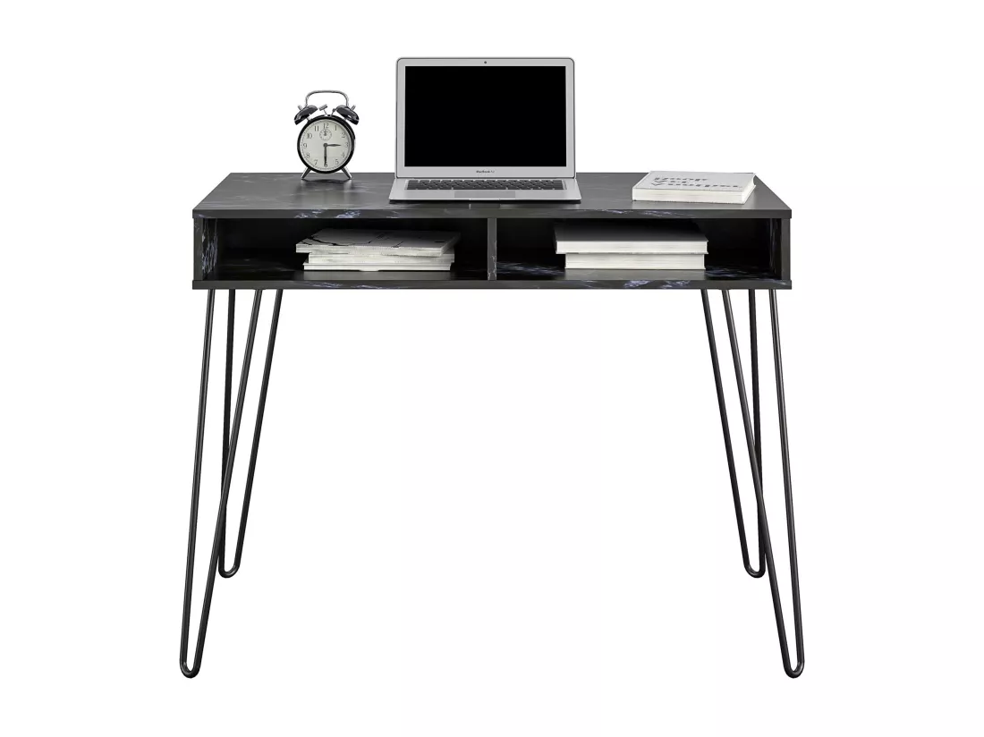 Athena | Bureau 2 casiers en effet marbre noir
