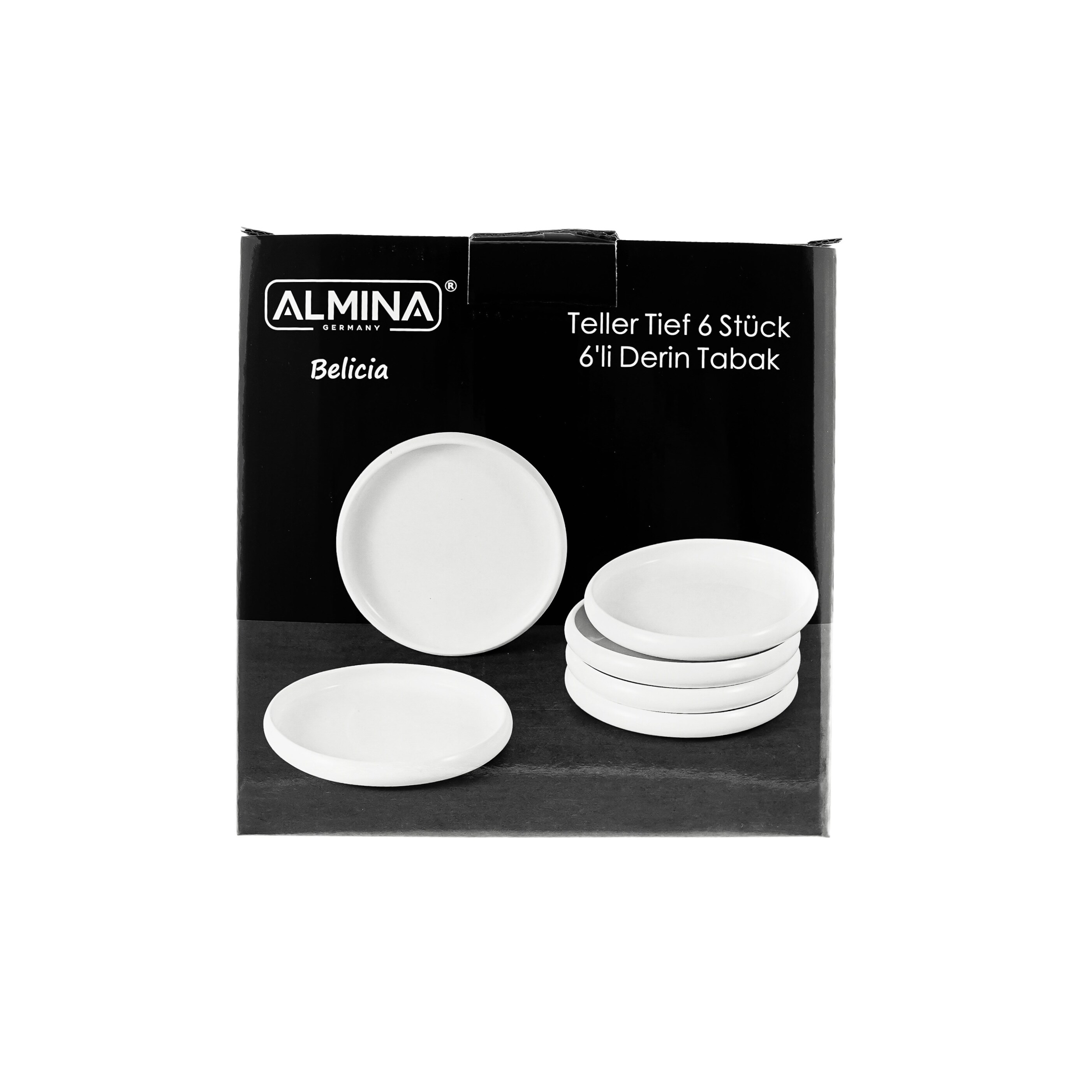 6 Tlg. tiefer Teller Set aus Porzellan