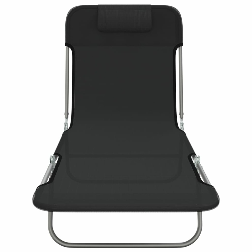 Chaises longues pliables 2 pcs noir textilène et acier