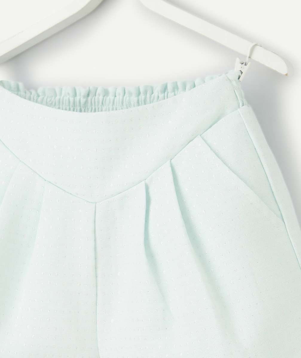 SHORT FILLE BLEU CLAIR AVEC IMPRIMÉ LOSANGE PAILLETÉ COULEUR ARGENTÉE