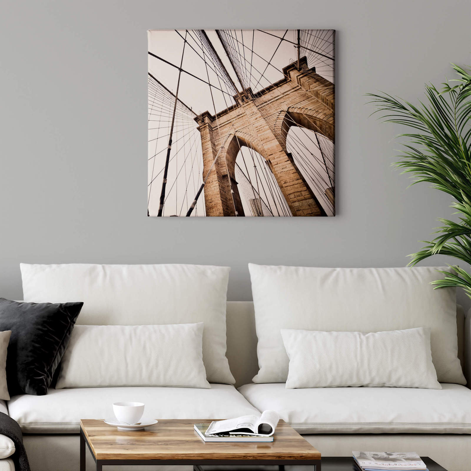 Leinwandbild BROOKLYN BRIDGE - beige - 50x50 cm