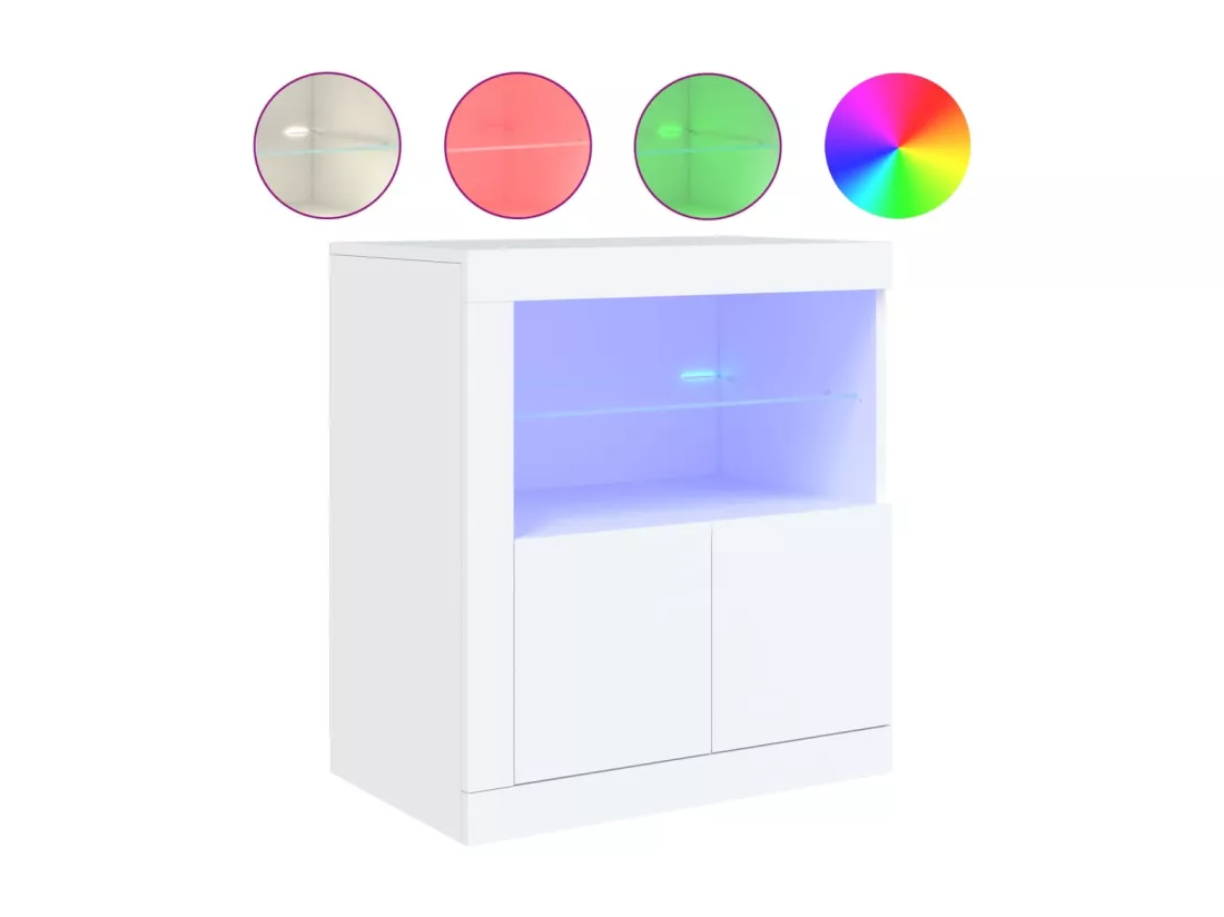 Buffet avec lumières LED blanc 60,5x37x67 cm