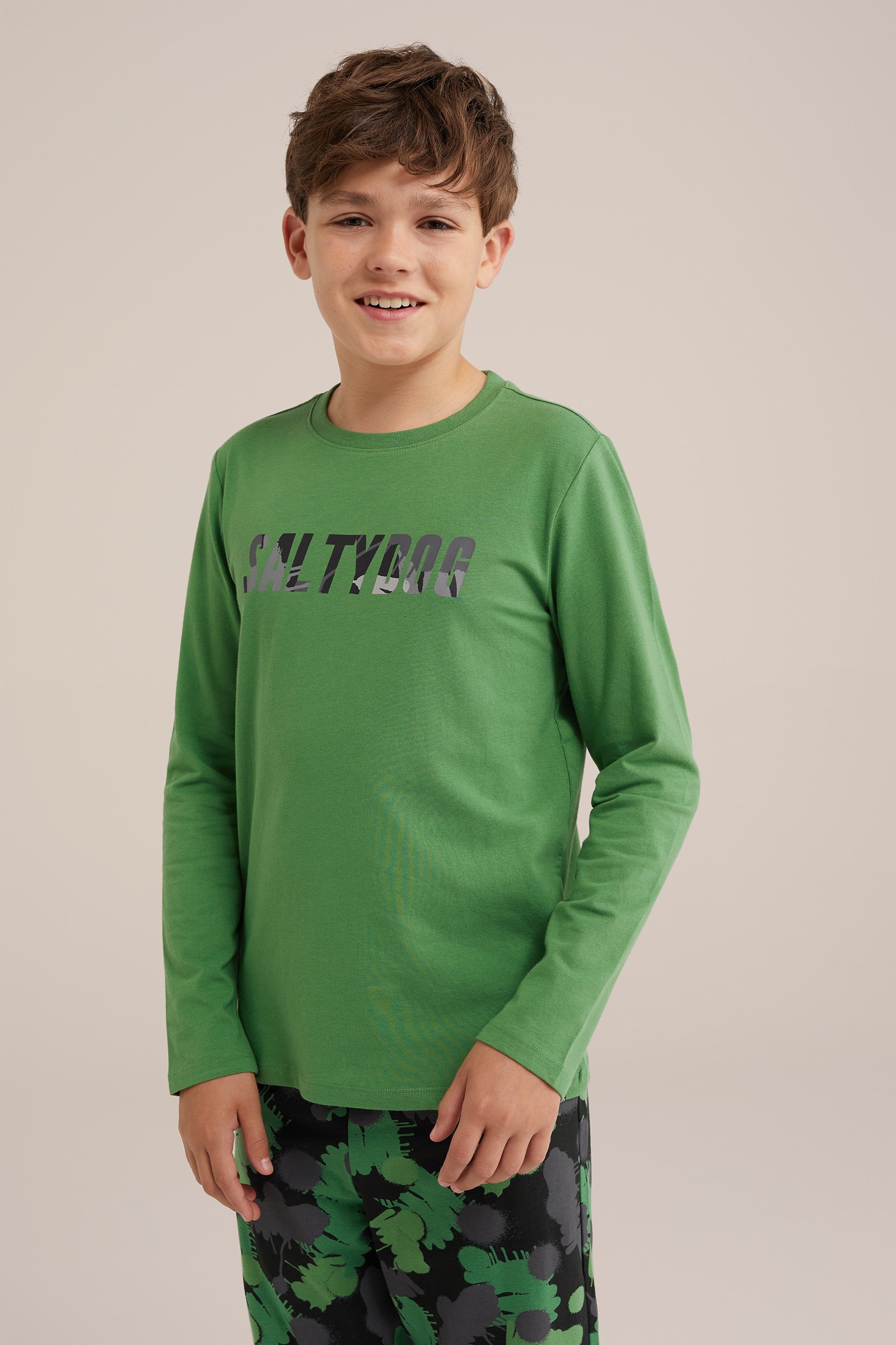 Jongens pyjamaset met dessin Salty Dog Groen