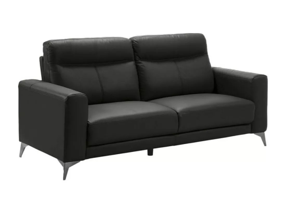 Canapé 3 places design en cuir Jorka 207cm-Couleur Noir