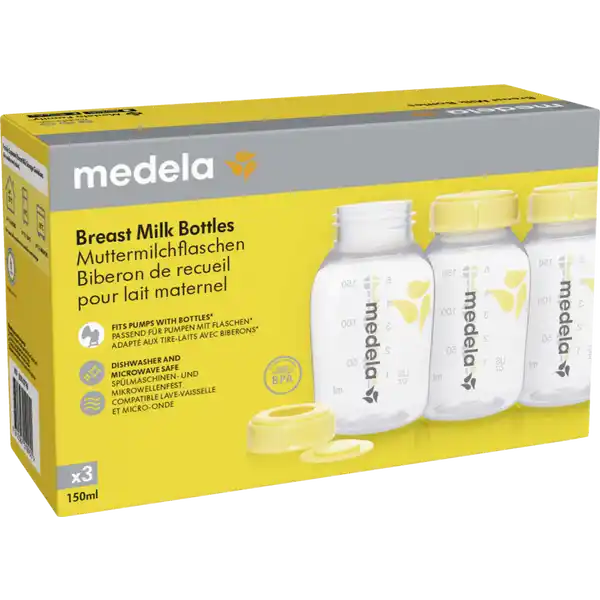 3er Set Muttermilchflaschen 150 ml