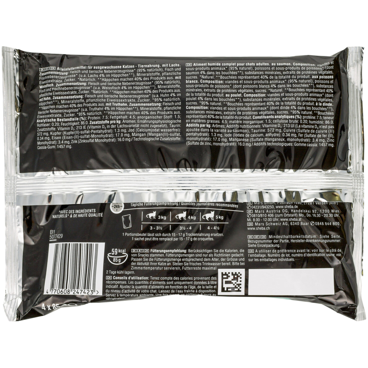 Sheba Delikatesse Katzenfutter in Gelee Fisch 4x85g