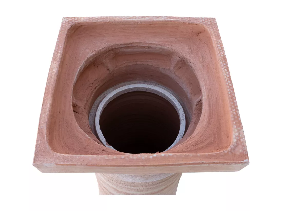 BISCOTTINI Vase - Finition terre cuite - Extérieur - Jardin - Présentoir - Décoratif - Porte-plante - Porte-fleurs - Salon - Salle à manger - Chambre - Cuisine - 44x44x237 cm
