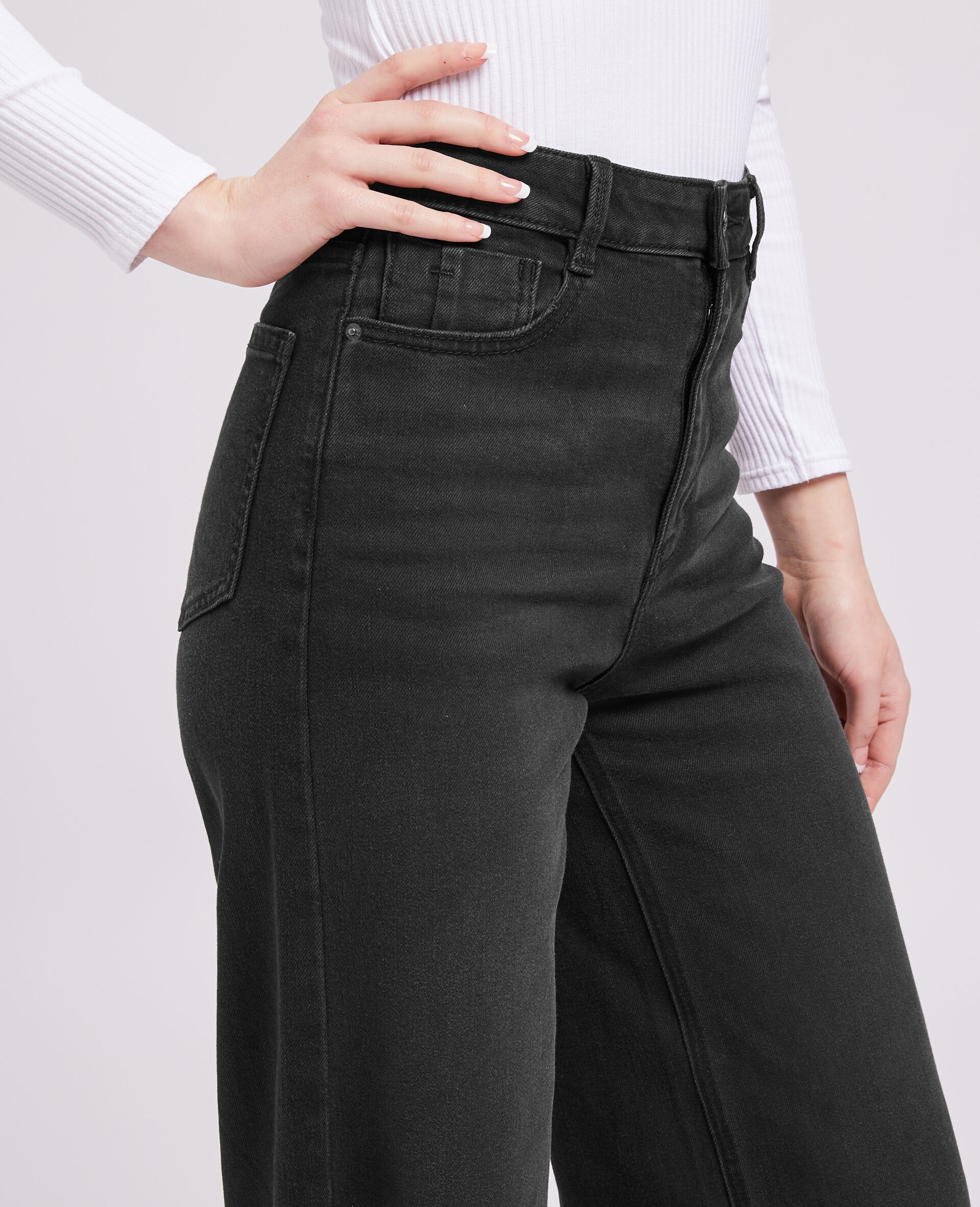 Jean wide taille haute - Noir