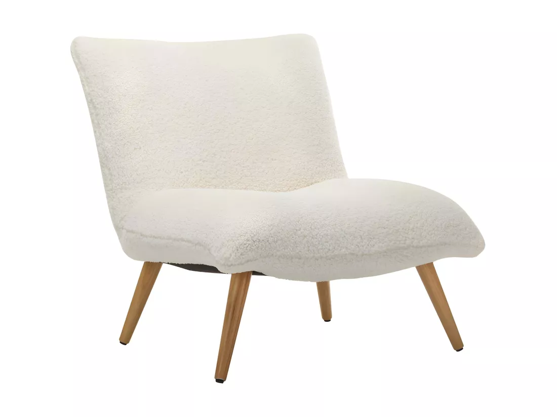 Fauteuil en tissu bouclette effet peau de mouton PEPITA - Blanc