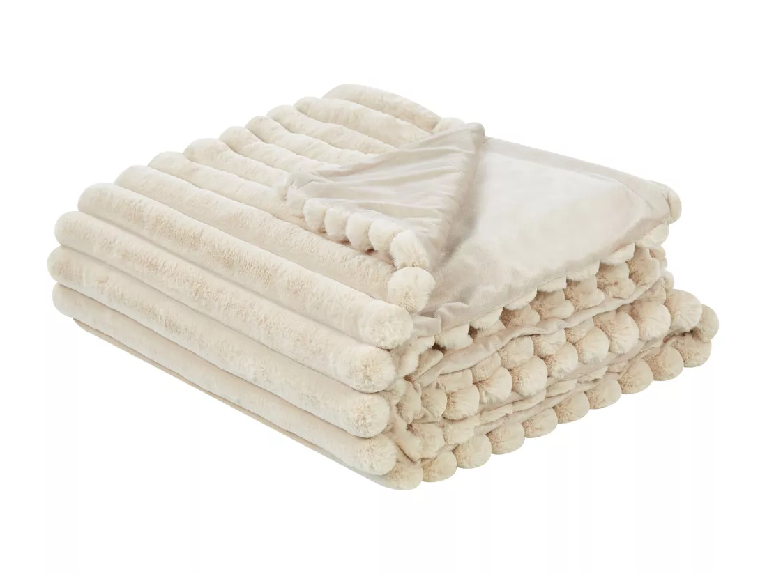 Couvre-lits RAKYA Fourrure synthétique 150 x 200 cm Beige