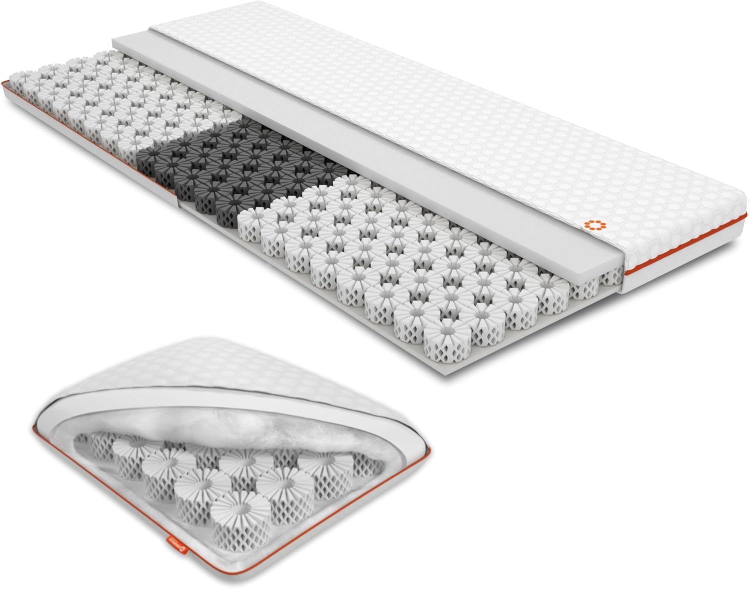OCTASLEEP Smart Plus Topper + Kissen 90x200 - kühlende Matratzenauflage mit Federn aus Memory Foam - 3 Zonen für ideale Unterstützung - Härtegrad 3 -Öko-Tex Zertifiziert - atmungsaktiver Topper