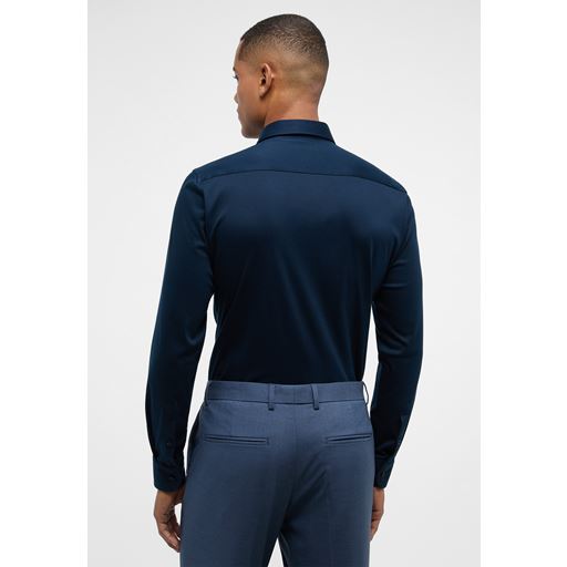 Eterna Langærmet Slim Fit Jersey Skjorte, Mørkeblå, 43