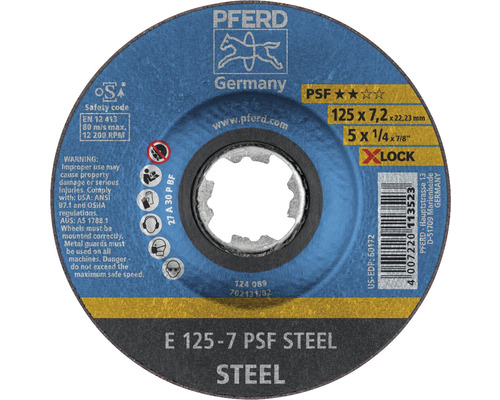 Slijpschijf PFERD PSF STEEL staal Ø 125x22,23 mm, X-LOCK opname