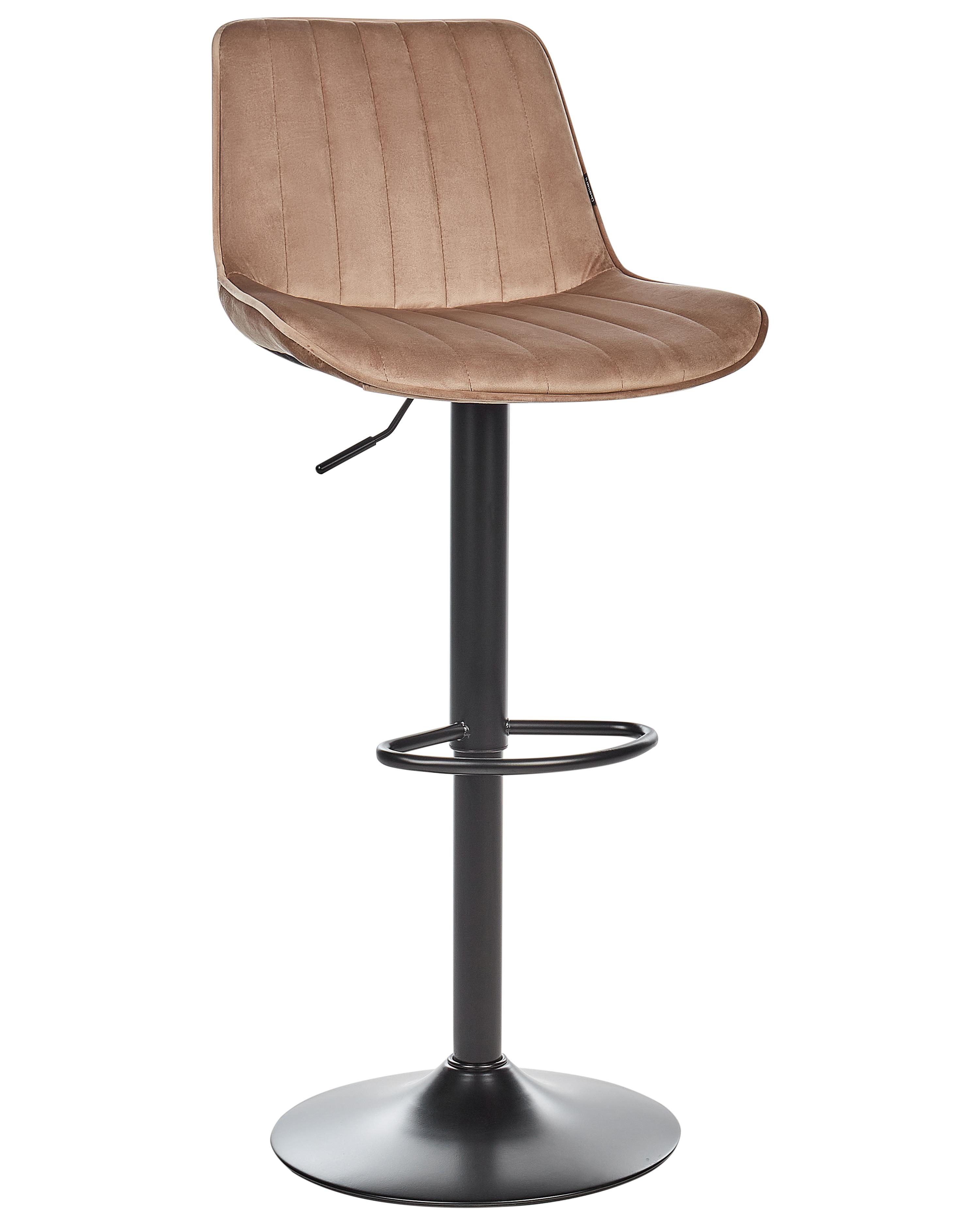 Set van 2 barstoelen DUBROVNIK Fluweel draaibaar Lichtbruin