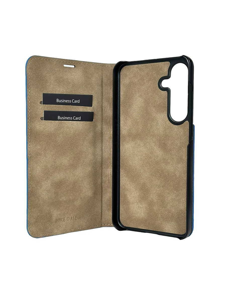 Samsung Galaxy S24 Echtleder Book Case Tasche Flip Cover Hand Made (MARCS24-M01) - Schwarz