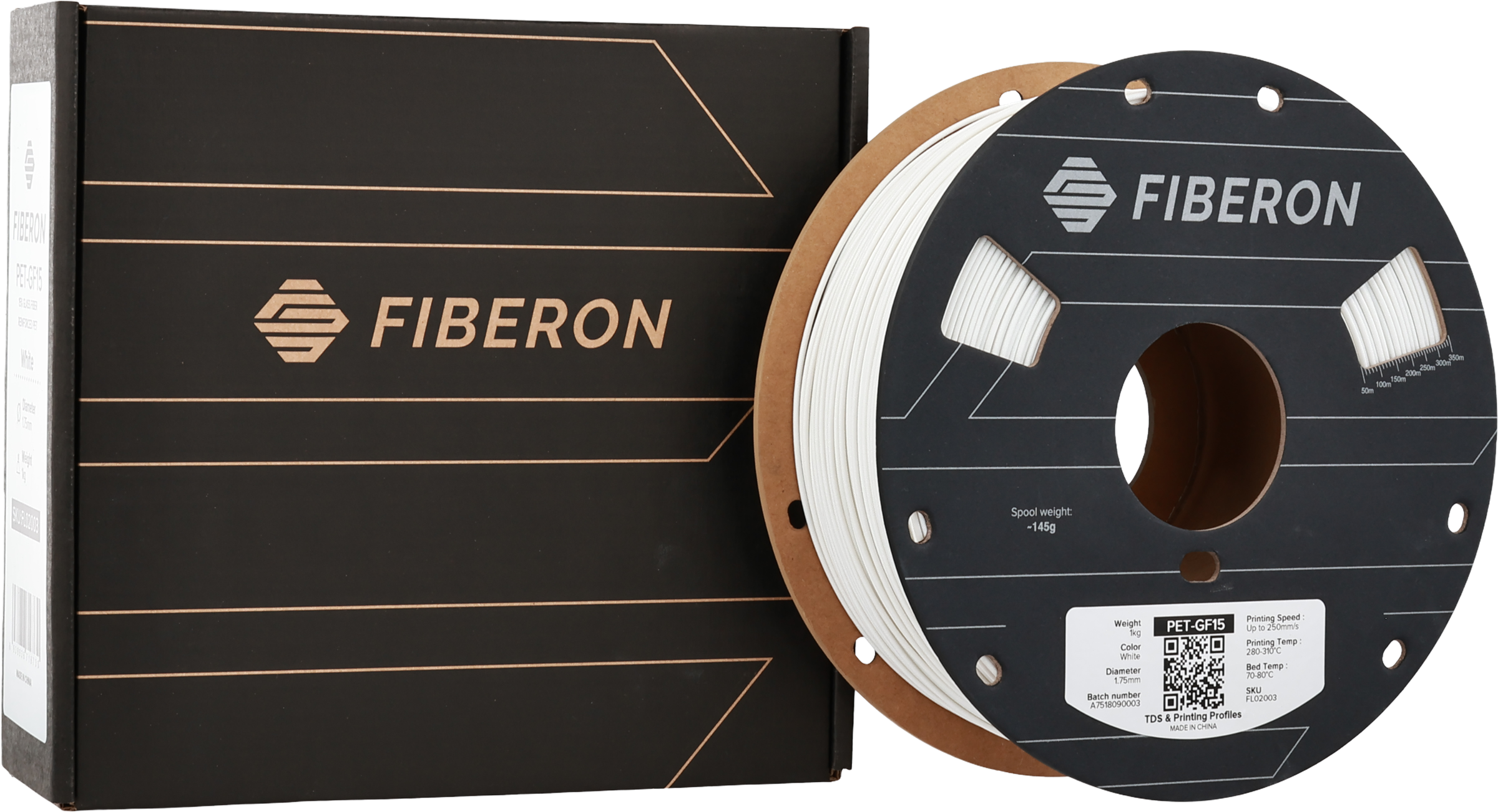 Polymaker  Fiberon™ PET-GF15 White, 1,75 mm / 1000 g    Glasfaserverstärktes PET in White