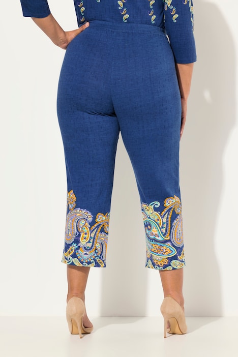 7/8-Jerseyhose, Paisleybordüre, weites Bein, Elastikbund