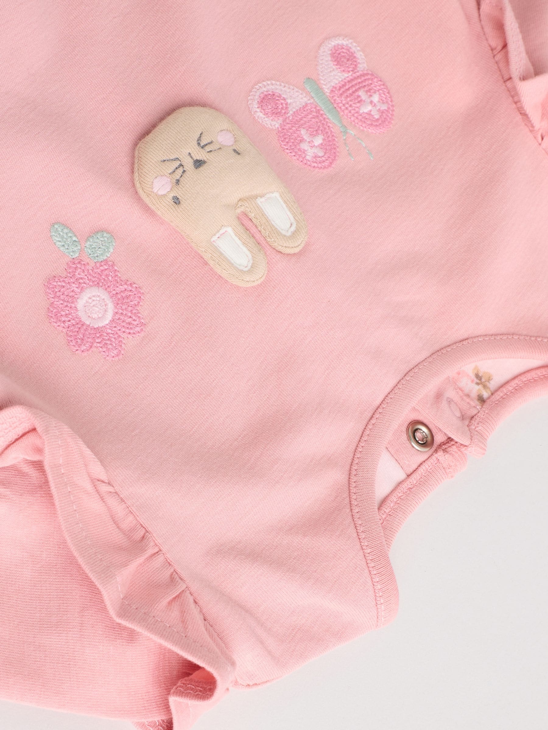Roze/crème/konijnfiguur - 6 -delige set van top met lange mouwen en leggings (0mnd -3jr)