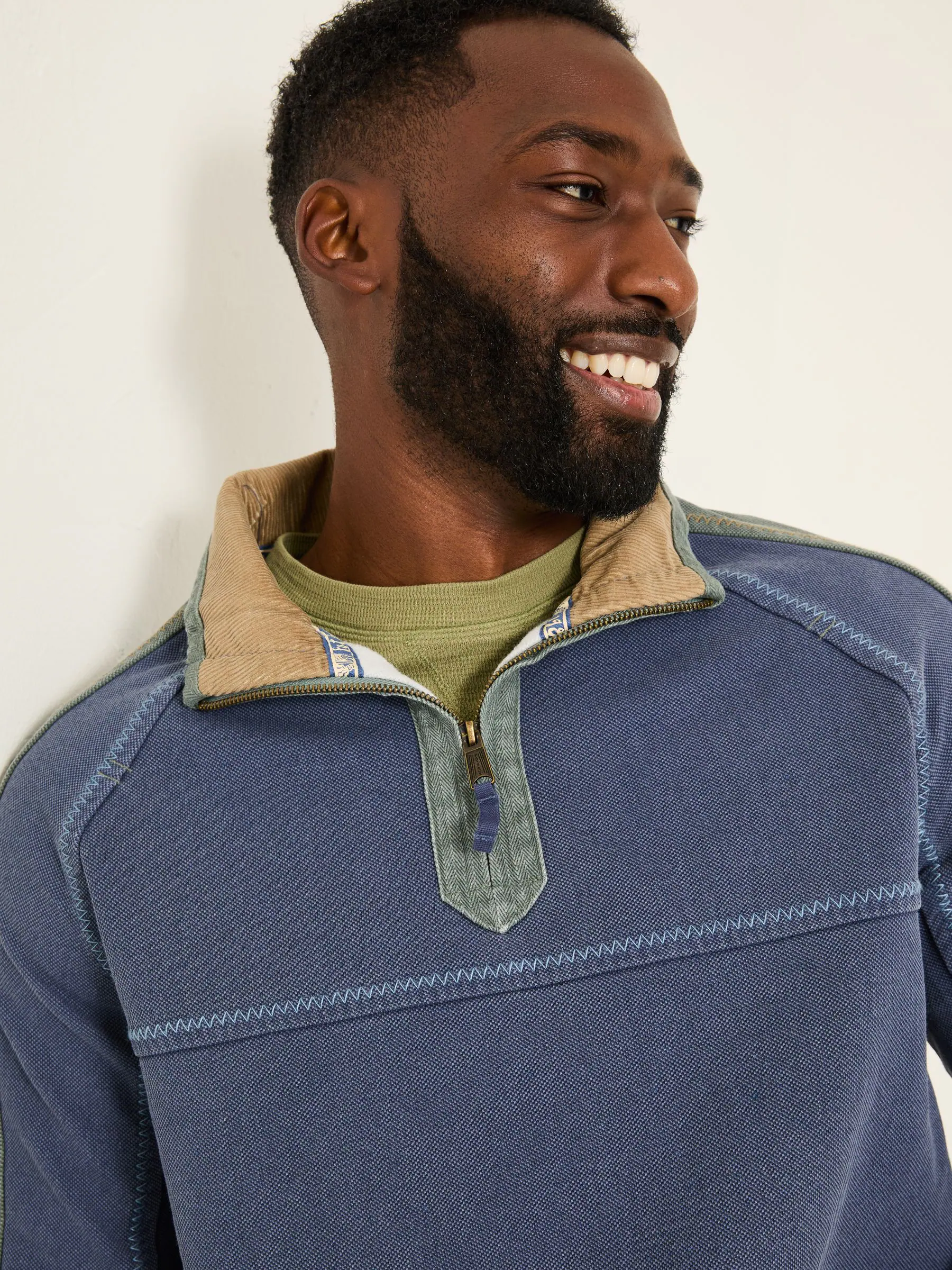 FatFace Airlie sweater met inzetstuk en korte rits van 100% katoen