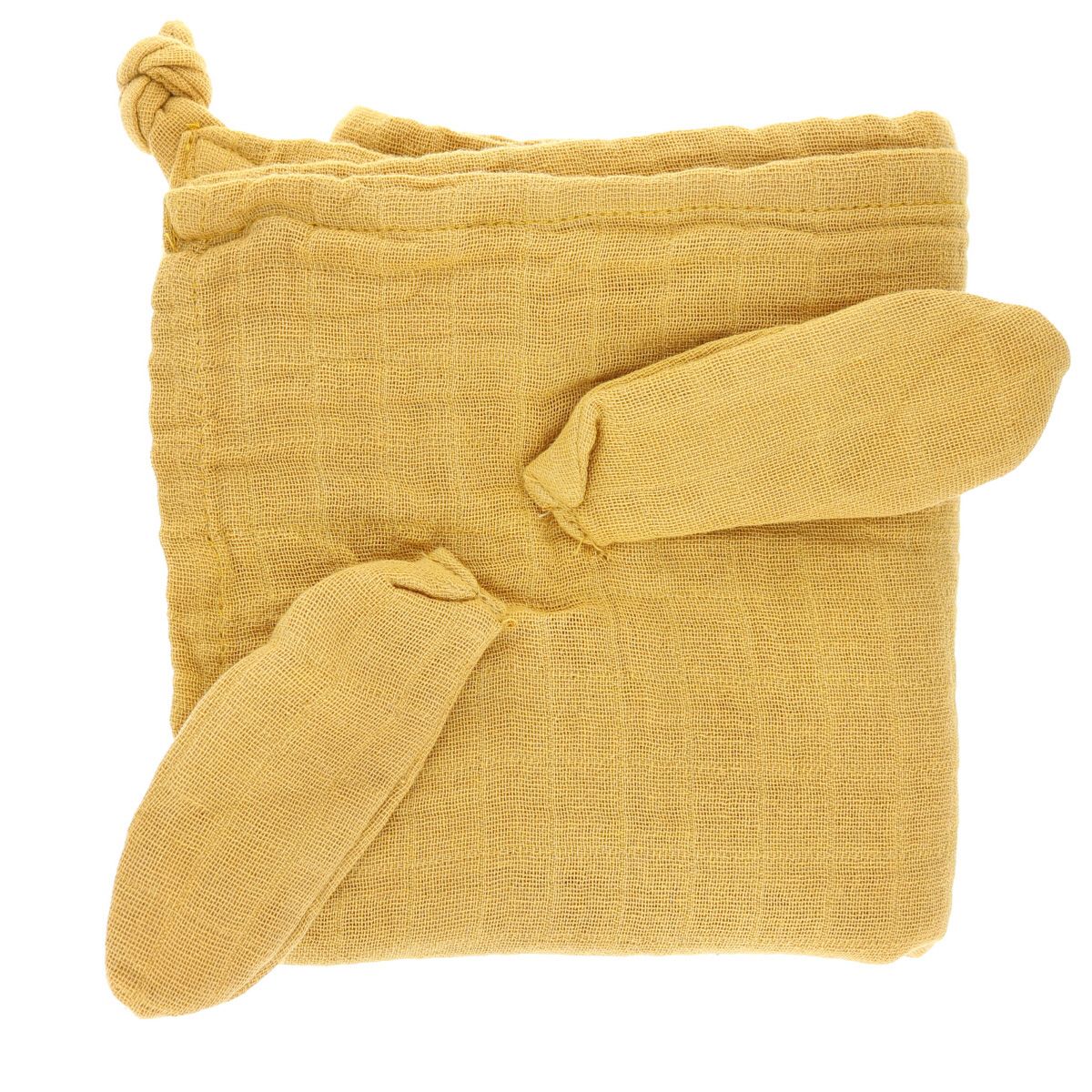Petit lange lapin moutarde 70x70