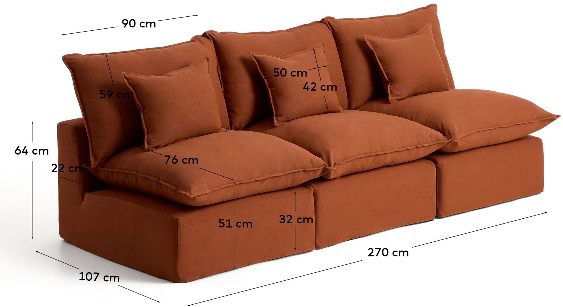Kave Home Anarela Terracotta Elementenbank