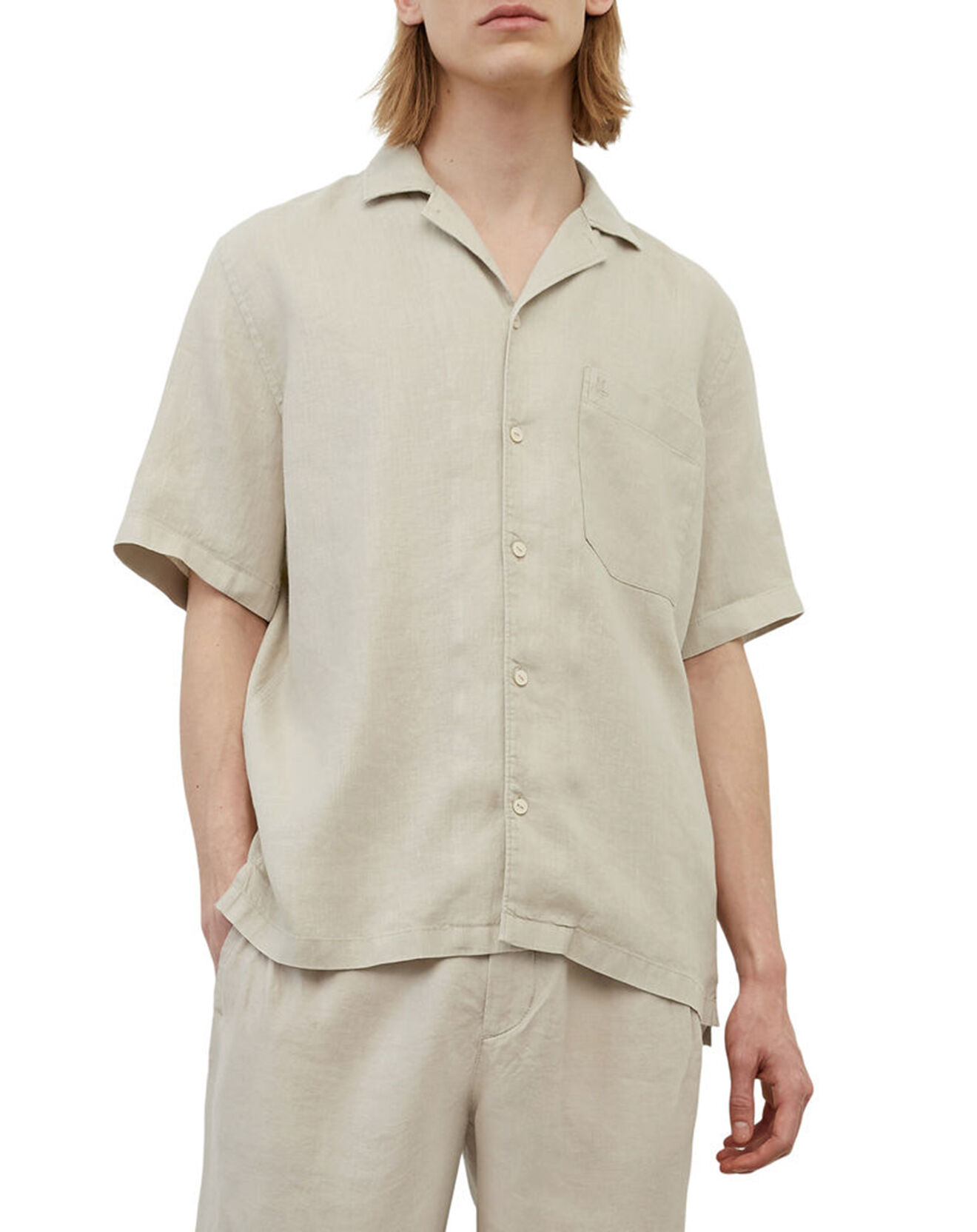 Marc O'Polo Chemise 100% Lin manches courtes Poche beige