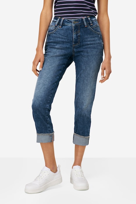 7/8-Slim-Jeans, 5-Pocket, Saum-Umschlag