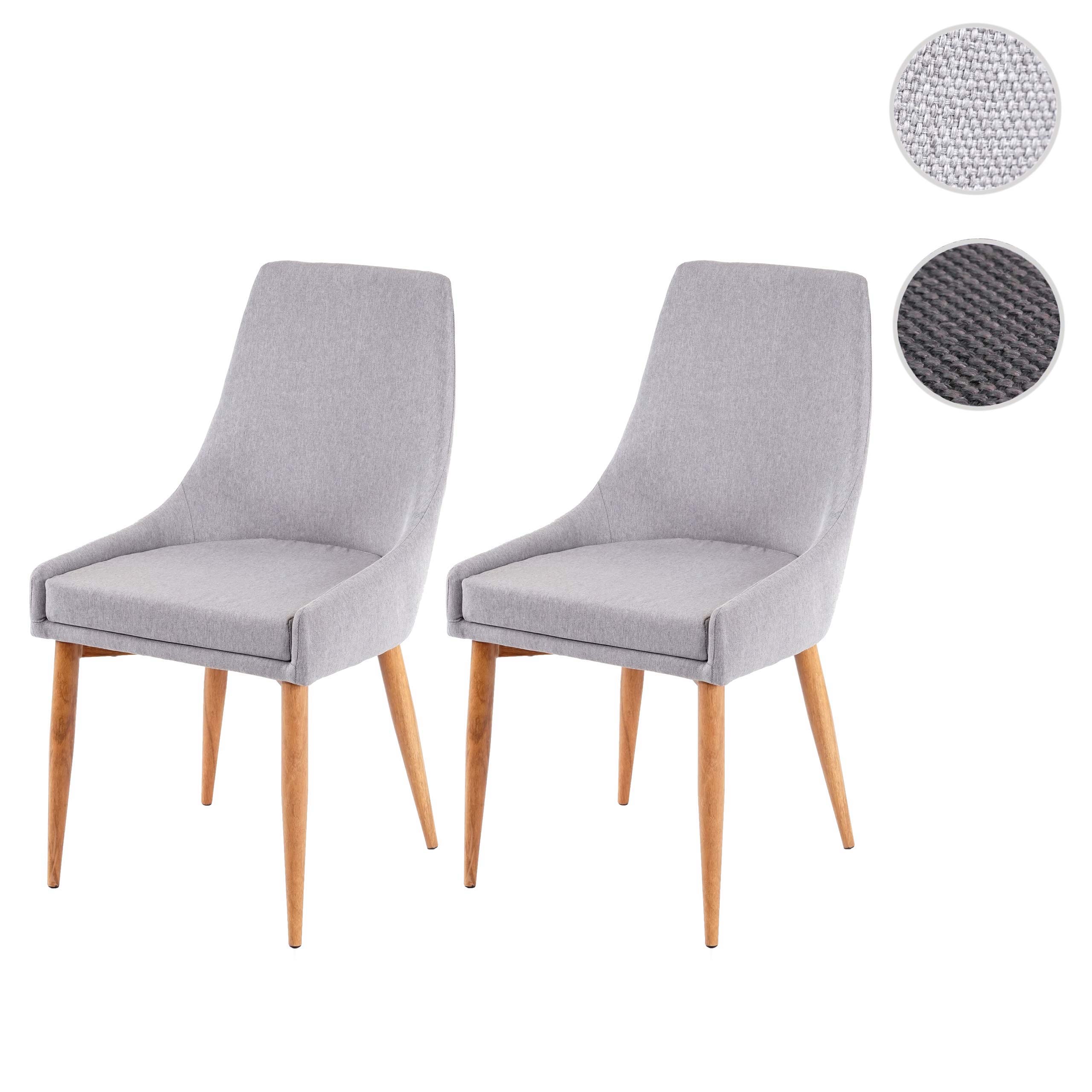 2er-Set Esszimmerstuhl MCW-B44 II, Stuhl Küchenstuhl Retro Design ~ Stoff/Textil grau
