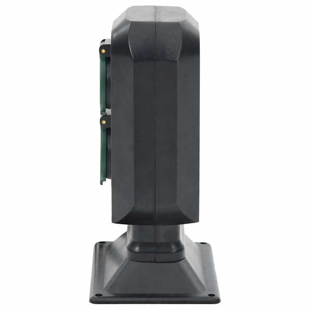 vidaXL Tuinstopcontactsplitter met sokkel, 2 stopcontacten, zwart en groen