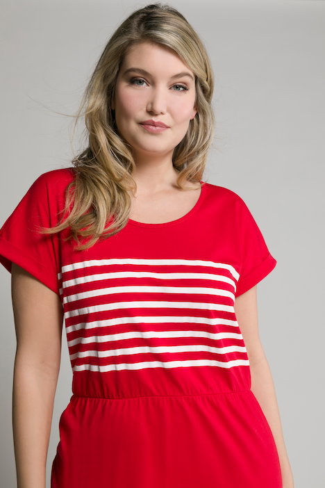 Kleid, Ringel, Rundhals, Halbarm