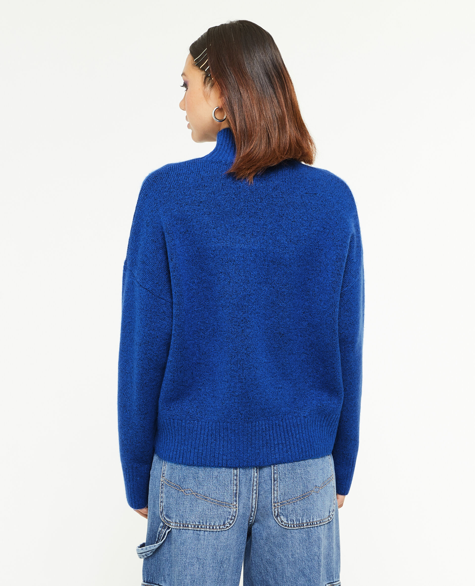 Pull oversize col montant - Bleu électrique