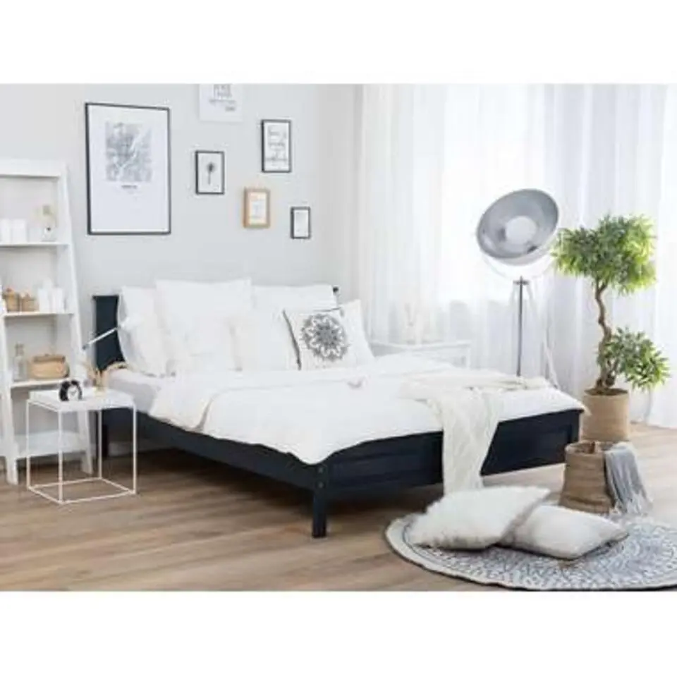 OLIVET - Tweepersoonsbed - Blauw - 160 x 200 cm - Dennenhout