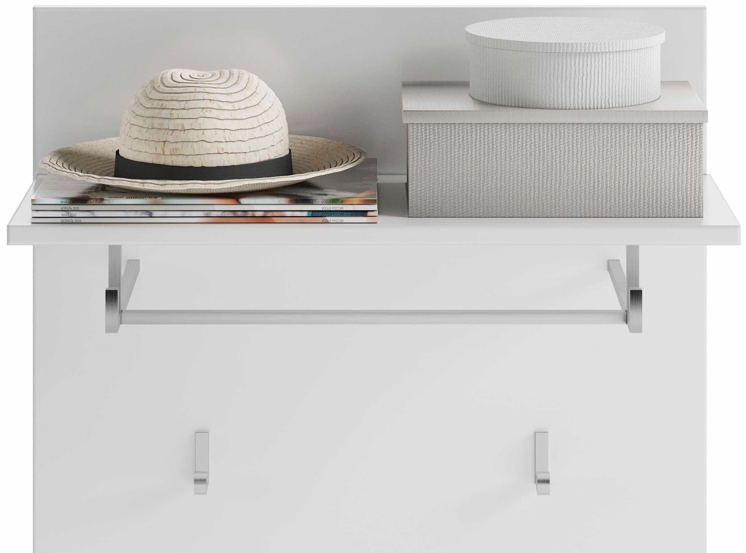 INOSIGN Garderobenpaneel »Malmö, Breite 60 cm, 2 Haken, 1 Kleiderstange, 1 Ablageboden« Wandpaneel, Paneel, Wandhaken, Wandboard