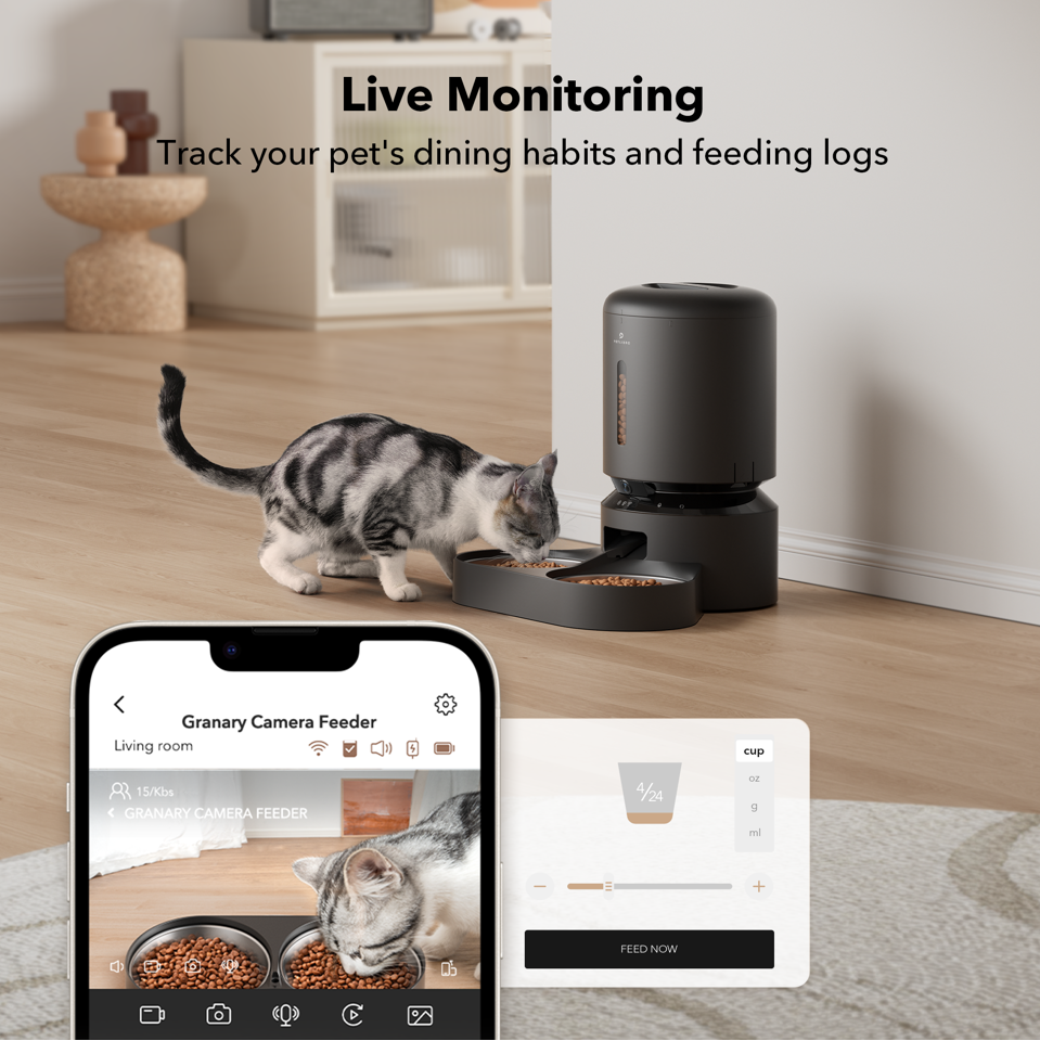 Petlibro - Granary Camera Dual Food Tray - Black - 5L