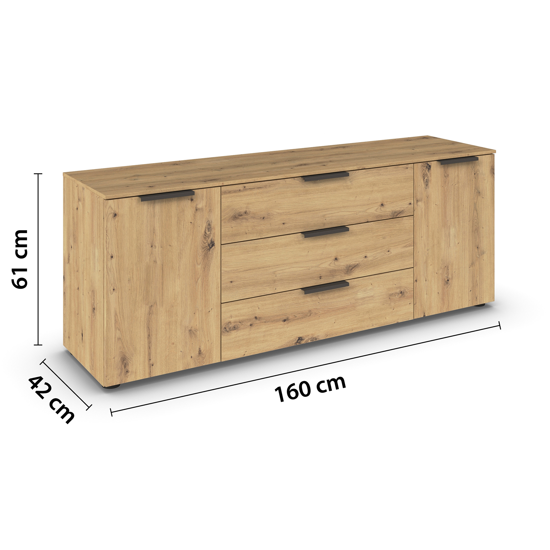 Lowboard - Artisan Eiche-graphit - 160 cm