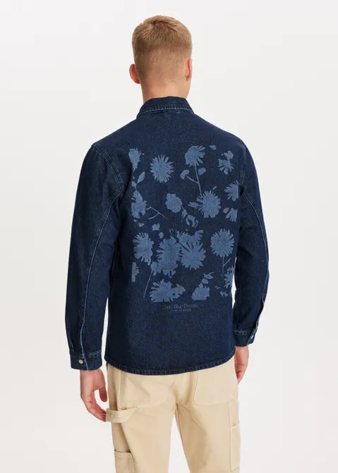 Denim overshirt met bloemen blauw (BLW.USD)