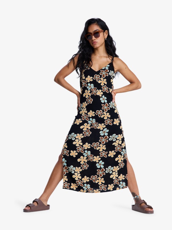 Stay Sunny Robe fluide à bretelles Noir Femme