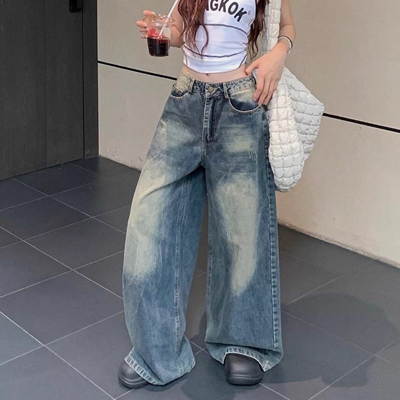 Jerolenea - Mid Rise Washed Wide Leg Jeans