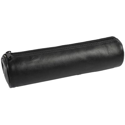 Trousse Merinos GM ronde - 1 compartiment - cuir de mouton noir - Quo Vadis