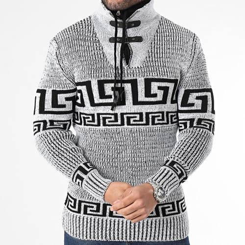 Pull Col Amplified Blanc Noir