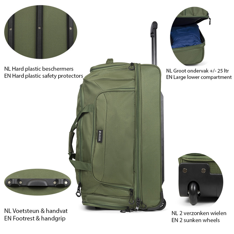 TravelZ 96 liter wieltas - Green