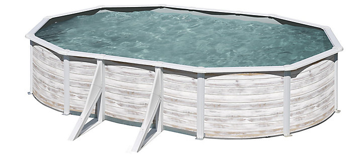 Piscine hors sol acier aspect bois Gré Finlande 6,34 x 3,99 x h.1,22 m